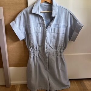 Anna Rae denim short romper jumpsuit size small